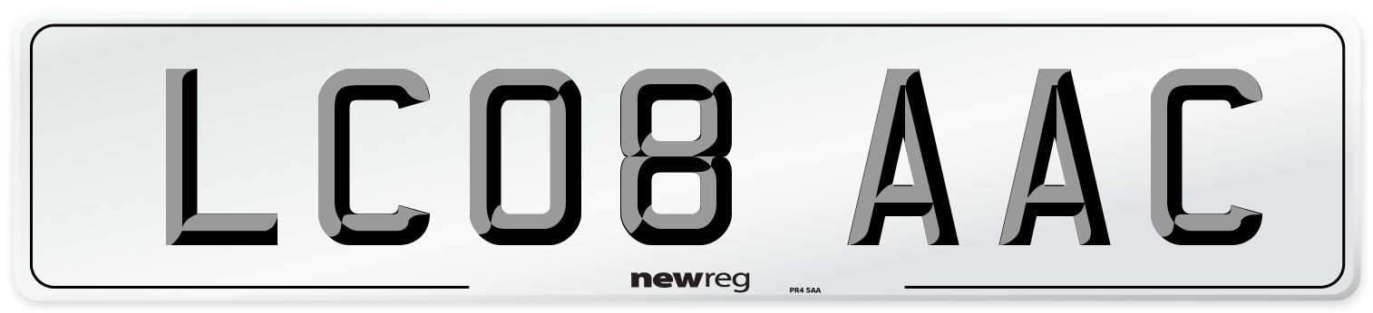 LC08 AAC Number Plate from New Reg
